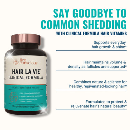 Hair La Vie Live Conscious Clinical Formula Hair Growth Vitamins for Women and Men w/Biotin, Collagen & Saw Palmetto (Pack of 1)