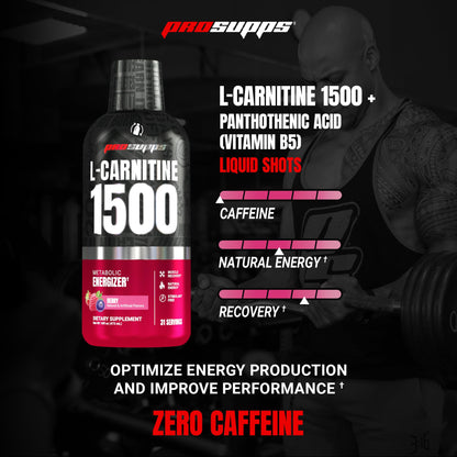 ProSupps L-Carnitine Liquid 3000, Stimulant-Free Liquid Shots for Men & Women - Clean Workout Drink for Energy, Performance & Muscle Recovery - No Sugar, No Carbs - 31 Servings, Berry