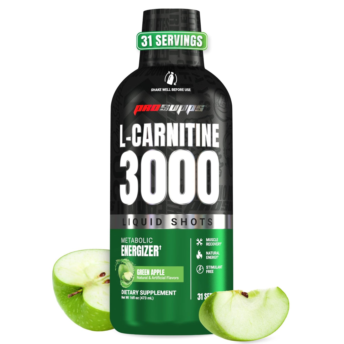 ProSupps L-Carnitine Liquid 3000, Stimulant-Free Liquid Shots for Men & Women - Clean Workout Drink for Energy, Performance & Muscle Recovery - No Sugar, No Carbs - 31 Servings, Berry
