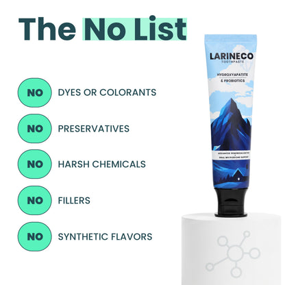 Larineco Nano Hydroxyapatite Toothpaste – Sulfate Free Remineralizing Toothpaste – Enamel Care, Gentle Whitening, Sensitive Teeth – 4oz