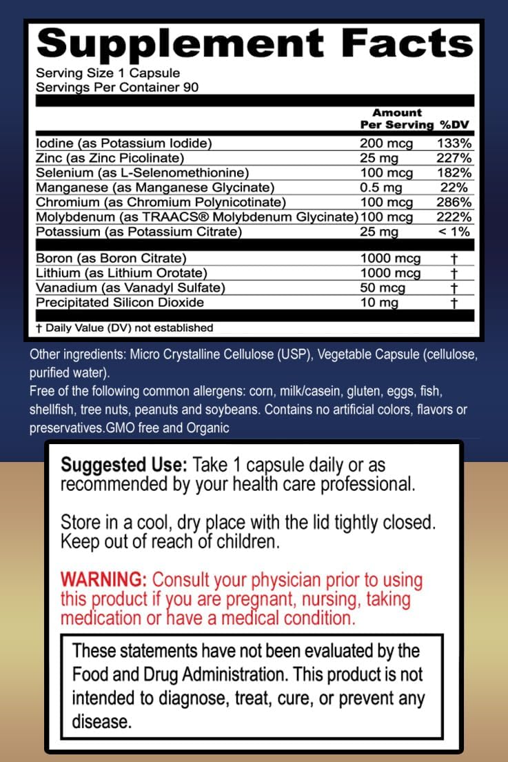 True Healing Naturals - True Minerals Supplement, Promotes Gut & Heart Health, 90 Vegetarian Capsules