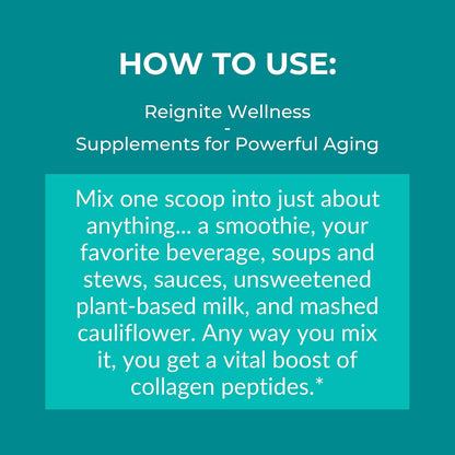 Reignite Wellness by JJ Virgin | Collagen Peptides Powder | Collagen Peptides Powder Supplement | Hair, Skin & Nails Support | Muscle & Joint Support Supplement | 30 Servings