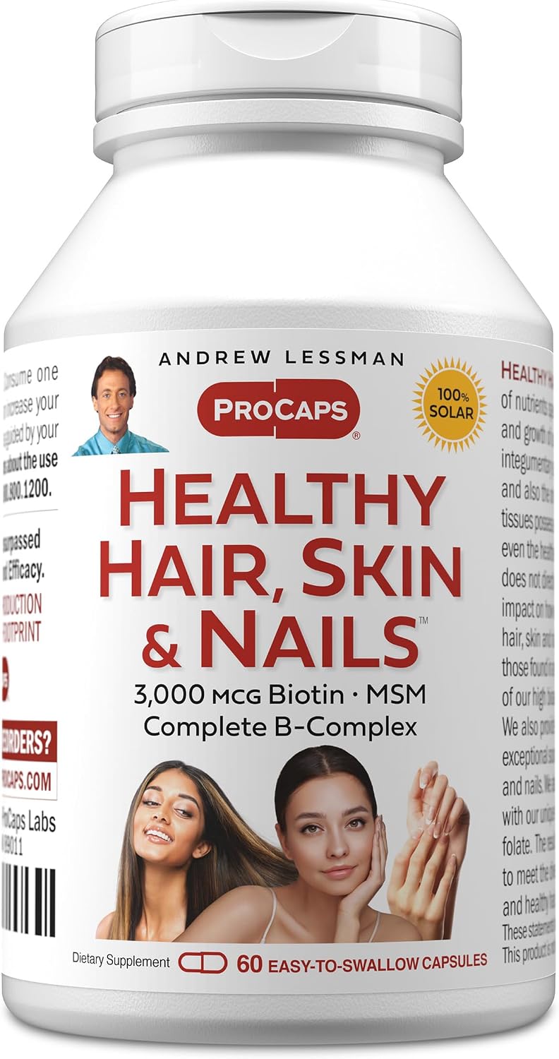 Andrew Lessman ProCaps Healthy Hair, Skin & Nails 60 Capsules | Biotin, Marine Collagen Peptides, MSM & Silica to support Keratin, Collagen and healthy connective tissue.