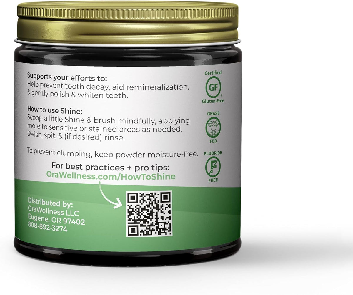 OraWellness Shine Remineralizing Tooth Powder with Hydroxyapatite, Mint