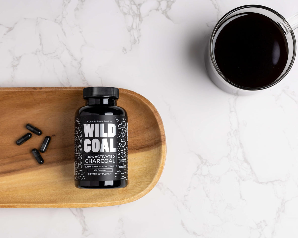 Wild Foods Activated Charcoal Capsules | 100% Organic Coconut Shells Active Tablets