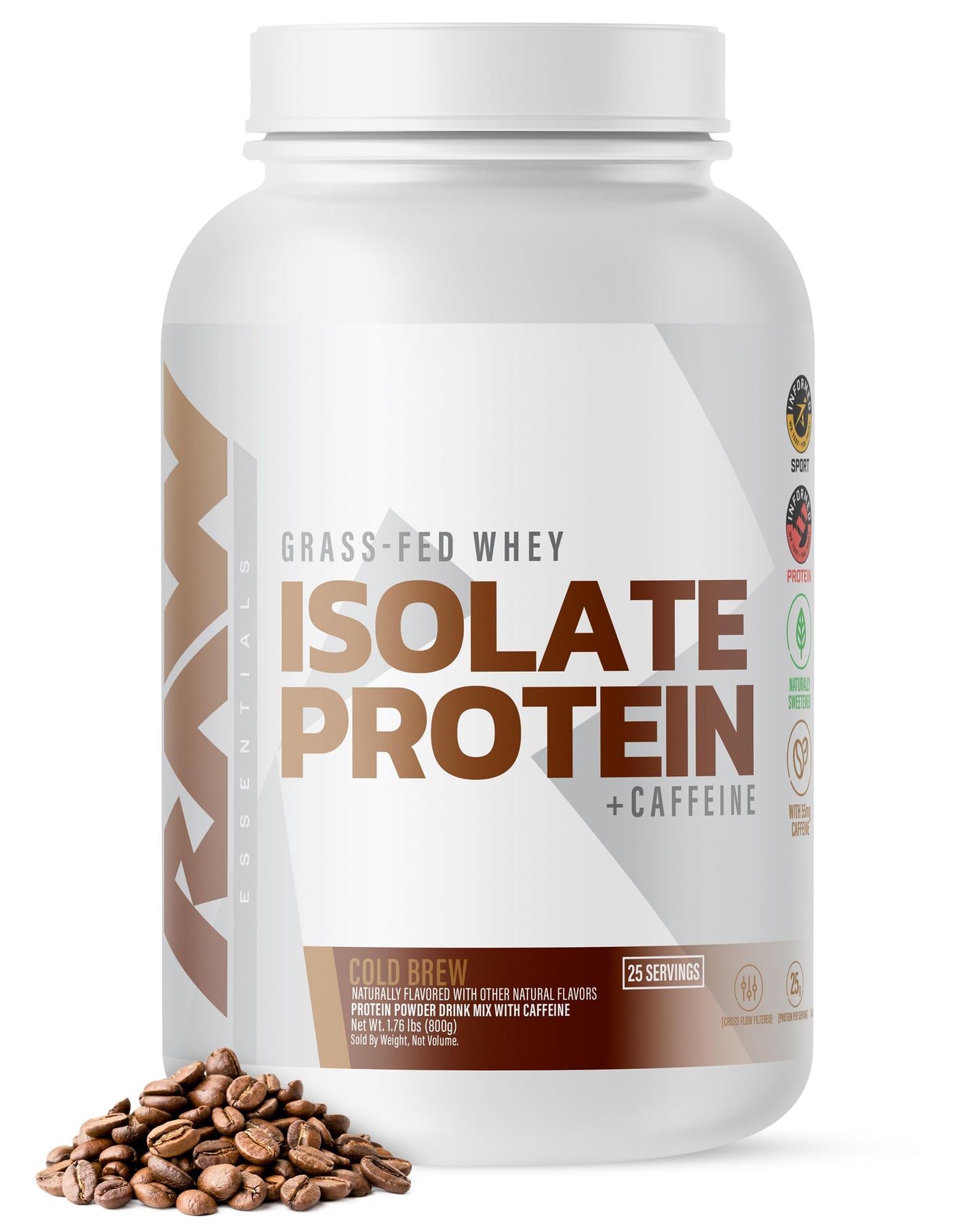 RAW Whey Isolate Protein Powder, Dark Chocolate - 100% Grass-Fed Sports Nutrition Whey Protein Powder for Muscle Growth & Recovery - Low-Fat, Low Carb, Naturally Flavored & Sweetened - 25 Servings