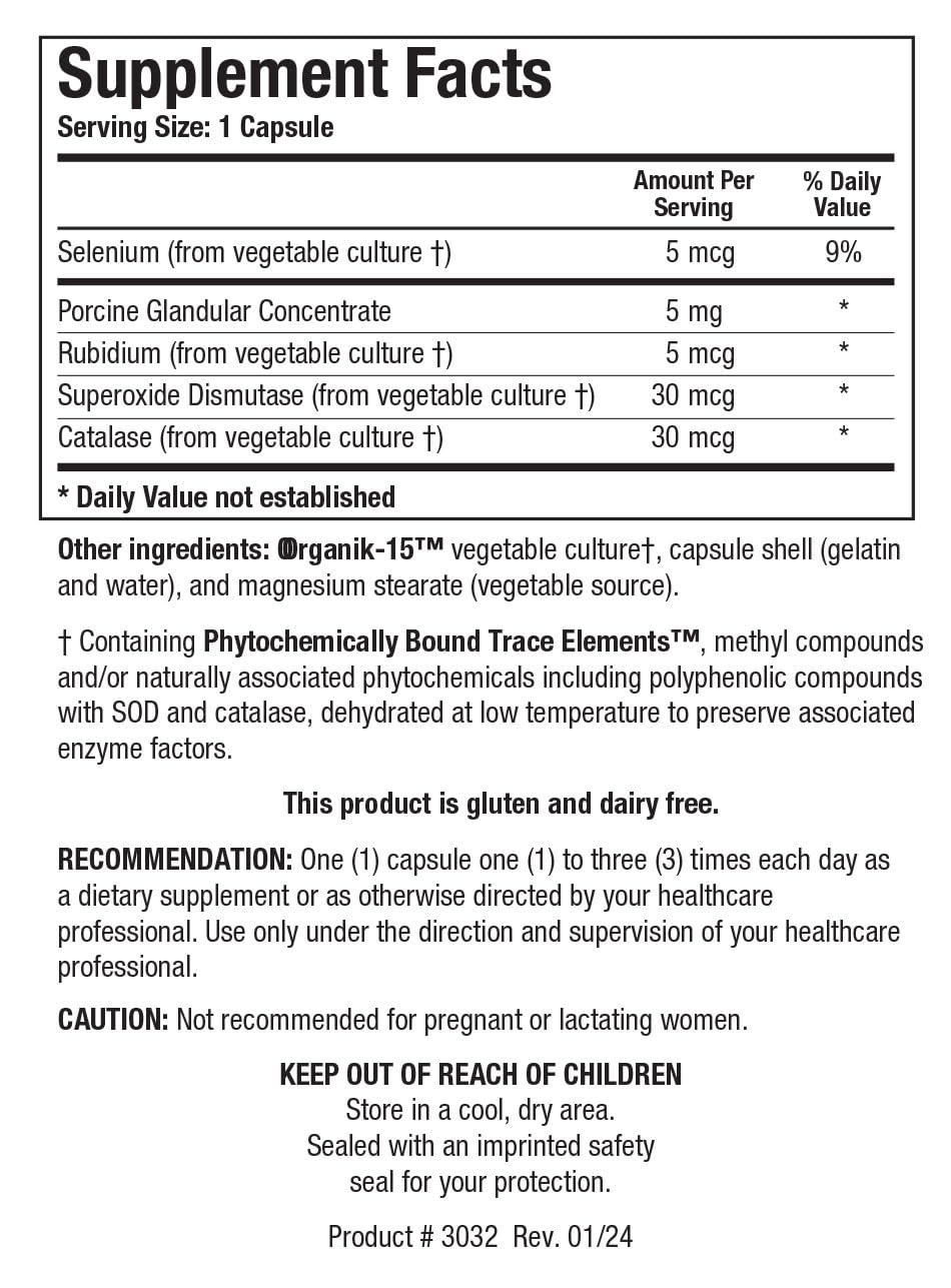 Biotics Research GTA – Selenium Supplement with Rubidium, Porcine Glandular, Endocrine Glands Support, Optimal Hormonal Balance - SOD, Catalase, Phytochemically Bound Trace Elements™ - 90 Capsules
