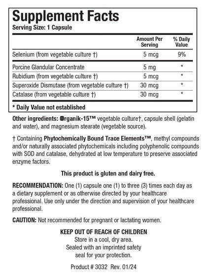 Biotics Research GTA – Selenium Supplement with Rubidium, Porcine Glandular, Endocrine Glands Support, Optimal Hormonal Balance - SOD, Catalase, Phytochemically Bound Trace Elements™ - 90 Capsules