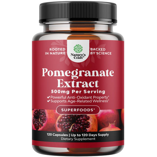Advanced Pomegranate Extract Capsules - Powerful Antioxidant & Healthy Heart Support - Easy To Swallow Pomegranate Supplement - Superfood for Energy & Gut Health Support - Third Party Tested - 60 Ct