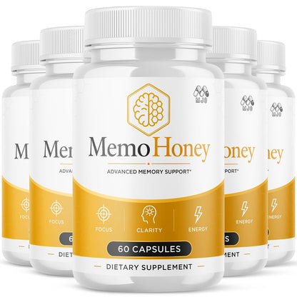 Memo Honey Capsules, MemoHoney Formula Supplement Pills 5-Pack 300 Capsules