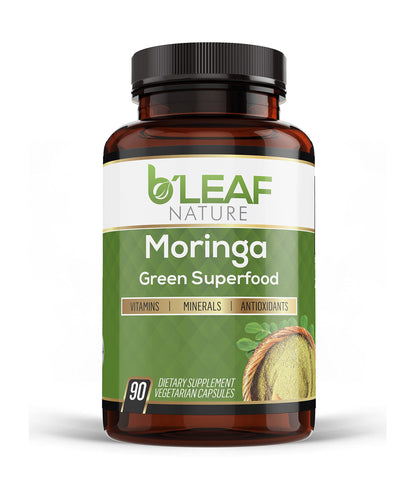 B’Leaf Nature Pure Organic Moringa Oleifera Leaf Powder Capsules 1000mg - Immune 