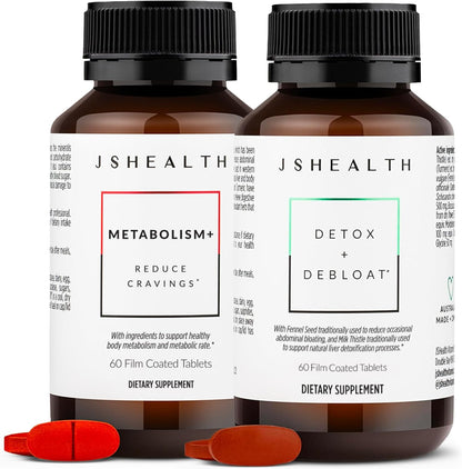 JSHealth Vitamins Bloating Bundle | Includes Detox + Debloat Liver Health Formula & Metabolism+ Natural Energy Support