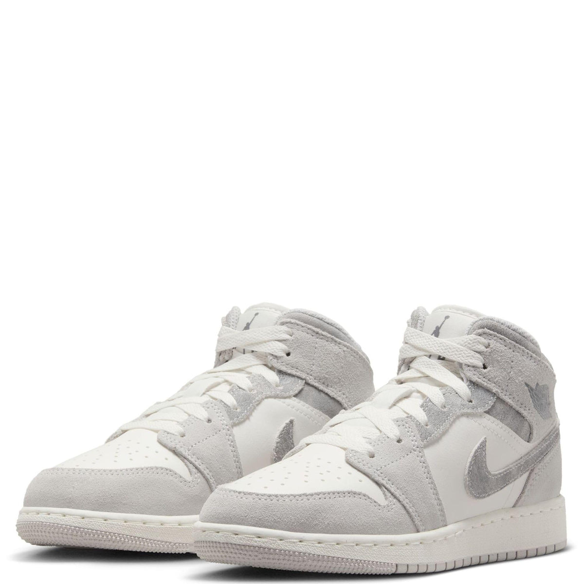 Air Jordan 1 Mid SE Big Kids' Shoes (FQ8088-002, Neutral Grey/Sail/Smoke Grey) Size 6.5