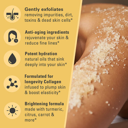 Himalayan Salt Scrub Face Foot & Body Exfoliator Infused with Collagen and Stem Cell Natural Exfoliating Salt Body Scrub for Toning Cellulite Skin Care by M3 Naturals
