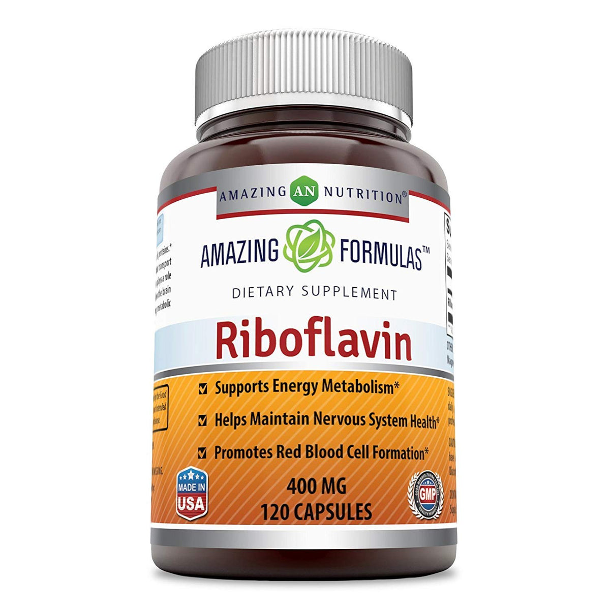 Amazing Formulas Riboflavin 400 mg Capsules | Vitamin B2 Supplement | Non-GMO | Gluten Free | Made in USA (240 Count)