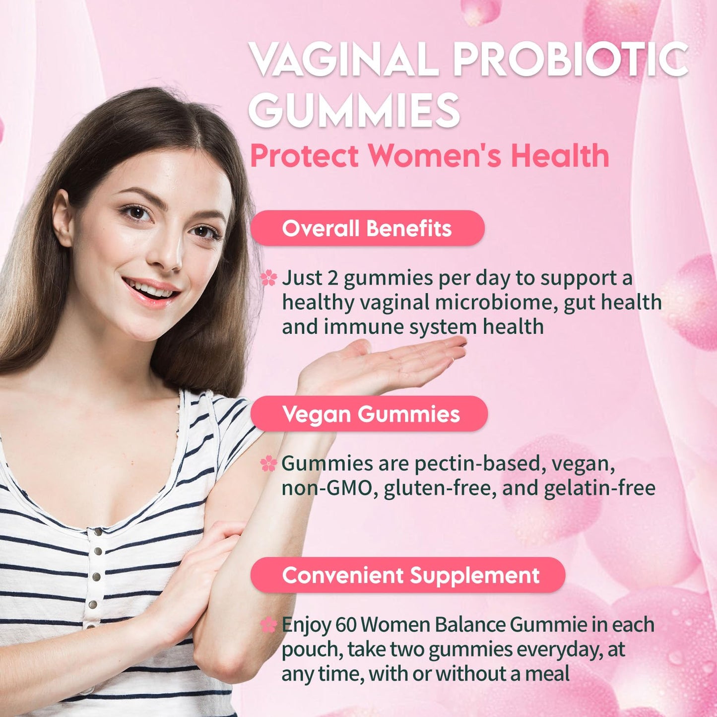 Airboy Vaginal Probiotic Gummies for Women, Pineapple Gummies for Women Balanced PH, Yeast Balance & Flora Support - 60 Gummies