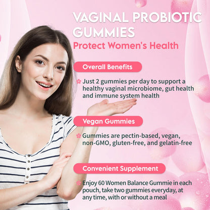 Airboy Vaginal Probiotic Gummies for Women, Pineapple Gummies for Women Balanced PH, Yeast Balance & Flora Support - 60 Gummies