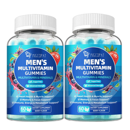 Migcopat Multivitamin for Men, Mens Multivitamins Gummies w/Omega-3, Probiotics, Inositol, Folate, Biotin, Zinc, Vitamins A, C, D, E, B, Support Heart, Brain, Muscle, Energy, Sugar-Free, Berry Flavor