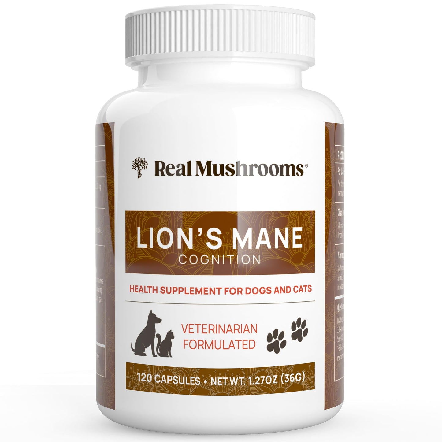 Real Mushrooms Lion’s Mane Pet Mushroom Supplement – Pet Wellbeing Capsules – for Cat & Dog Supplement & Vitamins – Support Mindful Routines – Organic, Vegan, Non-GMO, 120 Count