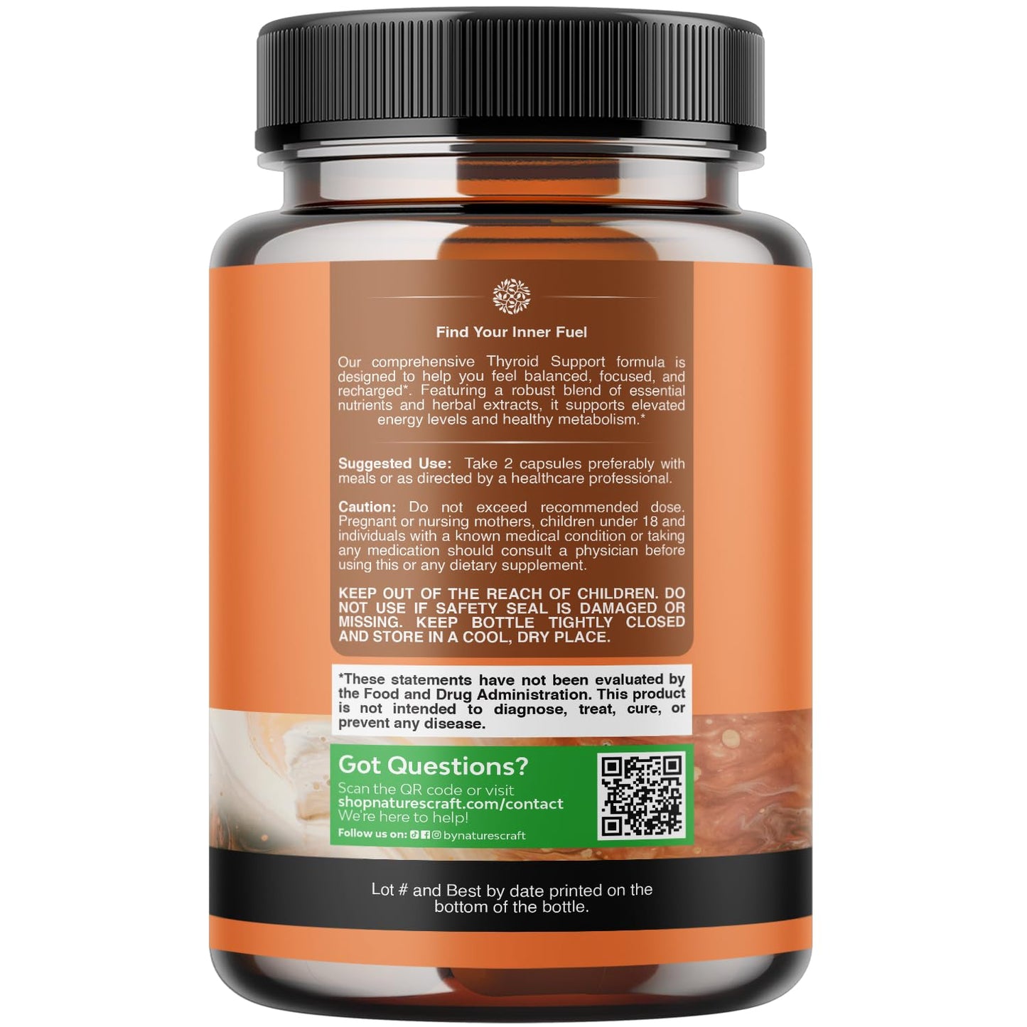 Natures Craft Herbal Thyroid Support Complex - Potent Kelp Iodine Supplement with L Tyrosine, Bladderwrack, Selenium & Ashwagandha for Hormone Balance - Mood & Energy Dietary Pills - 60 Count