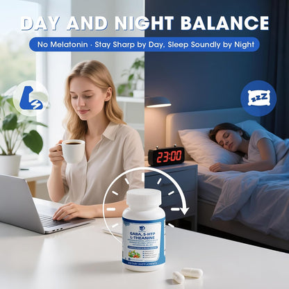 GABA Supplements 750mg with L-Theanine & Ashwagandha for Calm & Sleep 2Pack | 10 in 1 Calm Capsules with 5HTP, Lemon Balm, Ginkgo Biloba, Omega-3 for Relaxation, Focus, Mood Support, Cortisol Balance