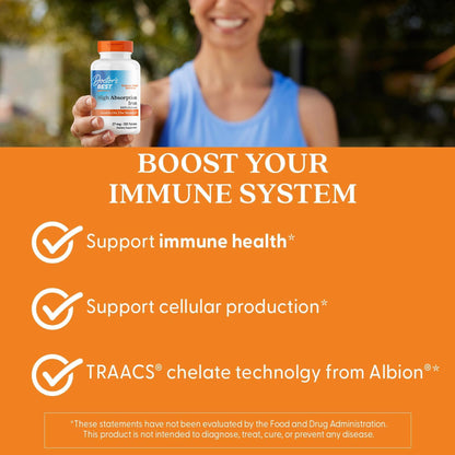 Doctor's Best High Absorption Iron Tablet with Ferrochel, Gentle on The Stomach, Immune Health, Blood Health, 27 mg