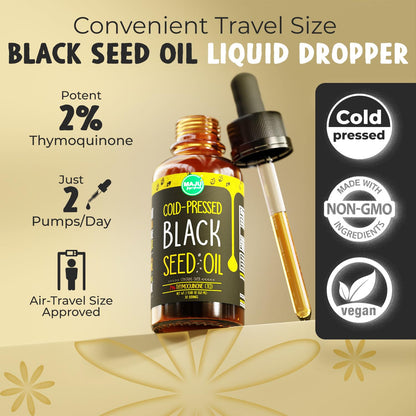 MAJU Black Seed Oil - 3 Times TQ, Cold-Pressed, Travel Size, 100% Turkish Black Cumin