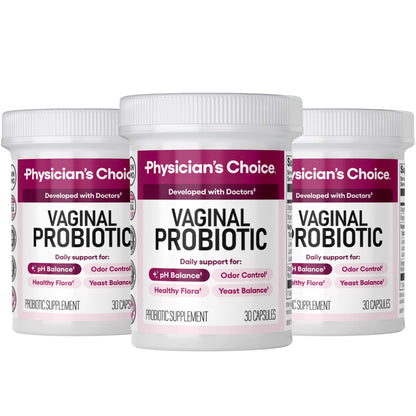 Physician's CHOICE Vaginal Probiotics for Women, pH Balance & Odor, 30ct | Supports Odor Control, Vaginal Flora, Yeast Balance & Feminine Health, 6B CFU, Organic Prebiotics, Cranberry Extract