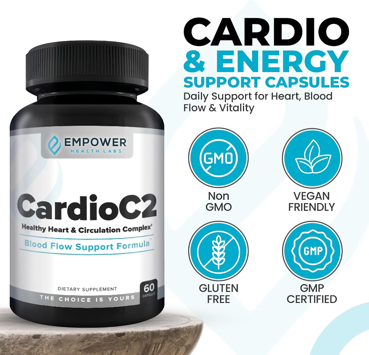 CardioC2 Circulation & Energy Support – Doctor-Formulated Blend with Beet Root, Black Garlic, Hawthorn & CoQ10 – Supports Healthy Blood Flow, Energy & Clarity – 60 Capsules