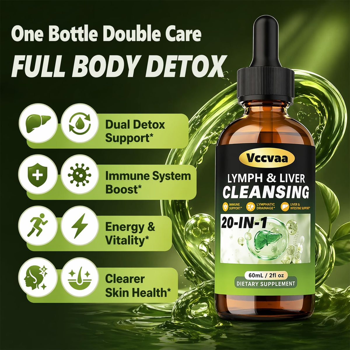 Magnesium Complex 700mg+Lymph & Liver Cleanse Liquid Drops