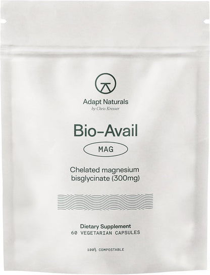 Adapt Naturals Magnesium Glycinate Supplement, Bioavailable - 30 Day Supply | 300mg High Absorption Pure Chelated Magnesium Bisglycinate Complex, Supports Gut Health, Sleep, Relaxation, Bone and Muscles