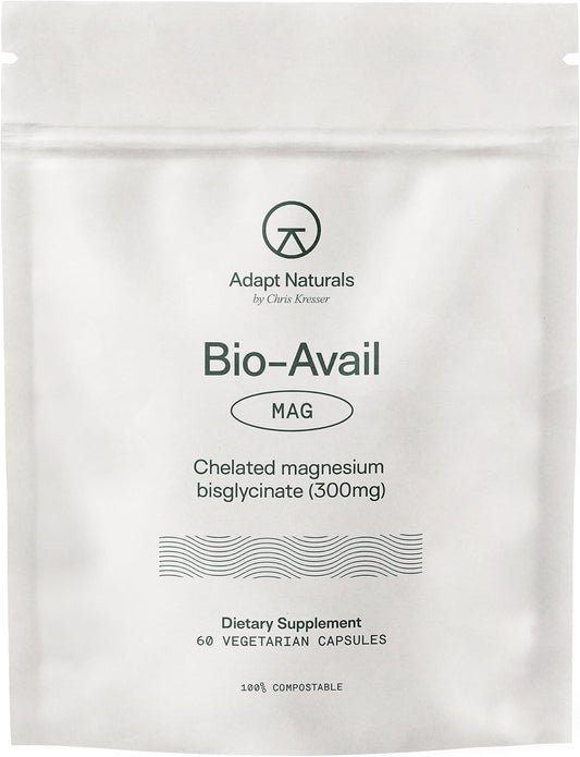 Adapt Naturals Magnesium Glycinate Supplement, Bioavailable - 30 Day Supply | 300mg High Absorption Pure Chelated Magnesium Bisglycinate Complex, Supports Gut Health, Sleep, Relaxation, Bone and Muscles