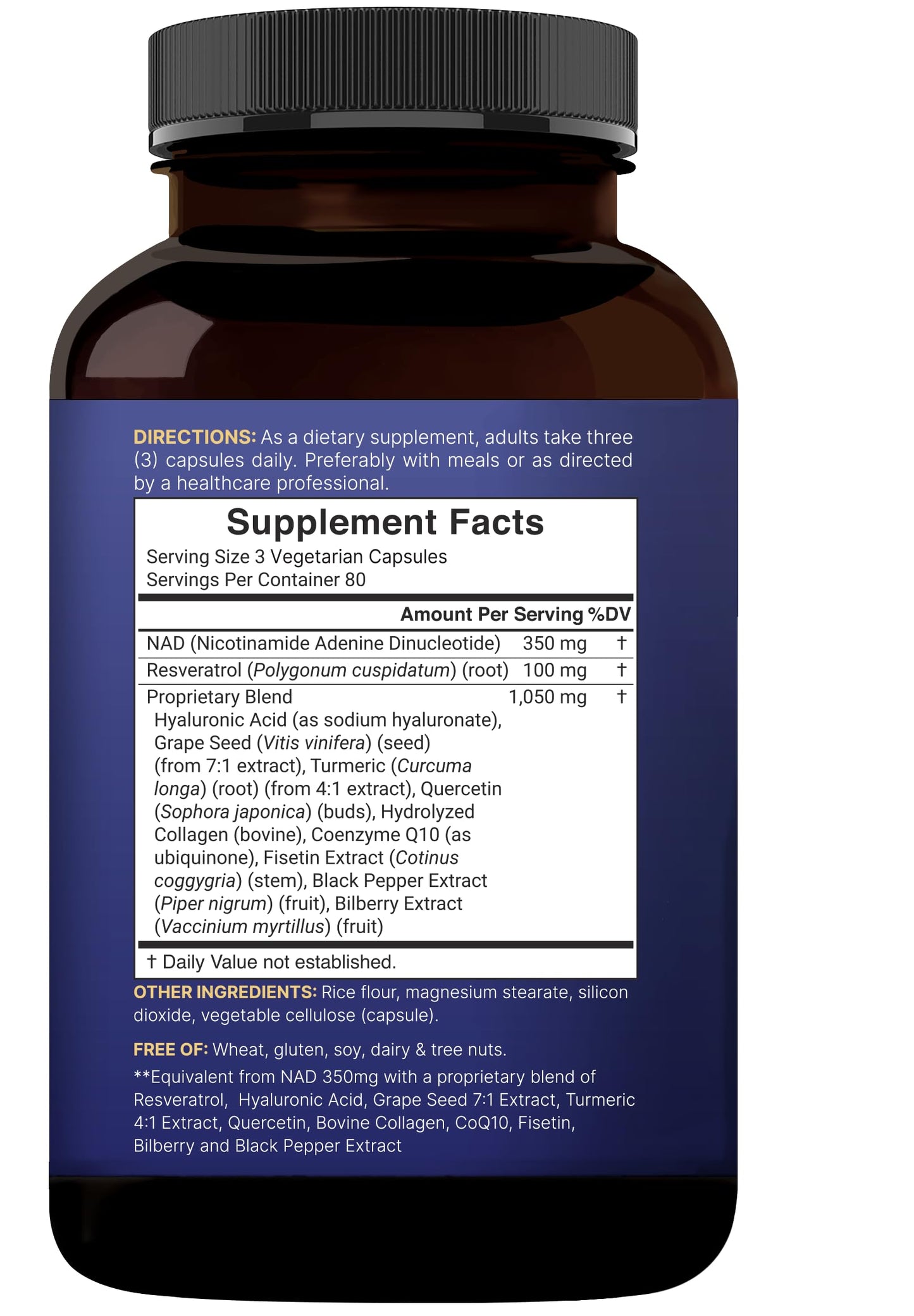 NatureBell NAD+ 11-in-1 Complex 1,500 mg** Per Serving, 240 Veggie Capsules | NMN Supplement Alternative | NAD with Resveratrol, CoQ10, Hyaluronic Acid, Fisetin, & More – Non-GMO