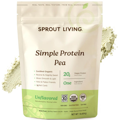 Sprout Living Organic Pumpkin Seed Protein Powder, Unflavored, 20 Grams of Plant Based Protein Powder Without Artificial Sweeteners, Non Dairy, Non-GMO, Vegan, Gluten Free (1 Pound, 14 Servings)