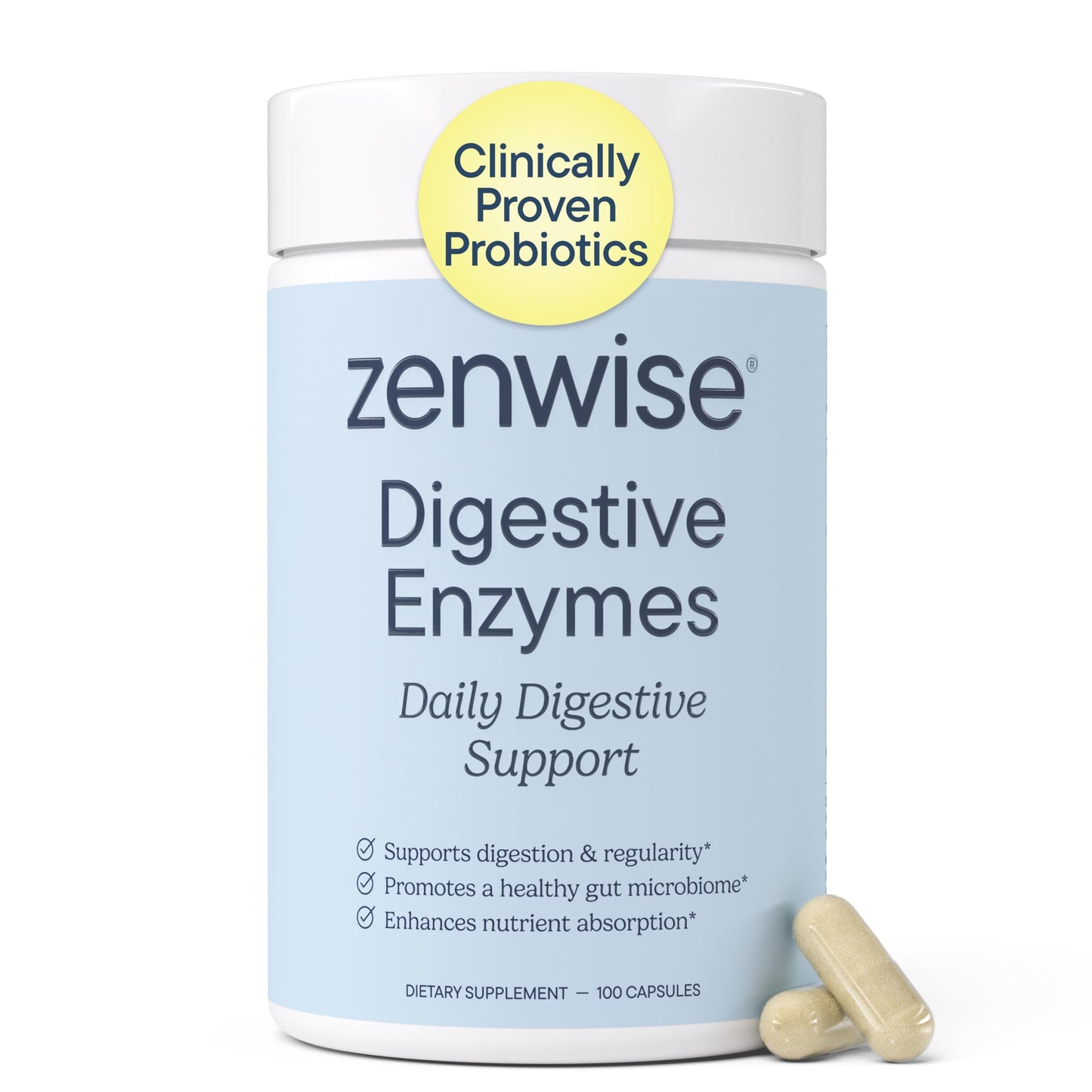 Zenwise Health Digestive Enzymes, Probiotics, for Gut Health Bloat - 180 CT | Multi Enzymes, Probiotics, Bromelain, Papaya, DE111 Probiotics Prebiotics, Gas and Bloating Relief, Vegetarian