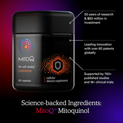 MitoQ Curcumin Longvida Lipidated Formula Mitochondria-targeted Antioxidant | Ultra Bioavailable & Sustained Action Free-Form Curcumin, 60 Capsules