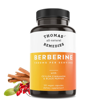 Thomas' all-natural Remedies Berberine 500mg (1000mg Per Serving)- 120 Vegan Capsules