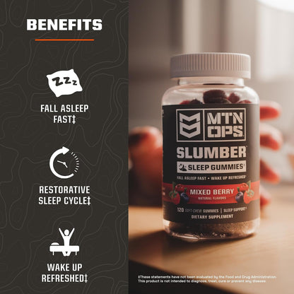 MTN OPS Slumber Gummies & Slumber Salted Caramel Bundle – Nighttime Sleep Support Gummies + Calming Hot Cocoa Drink Mix for Relaxation & Recovery