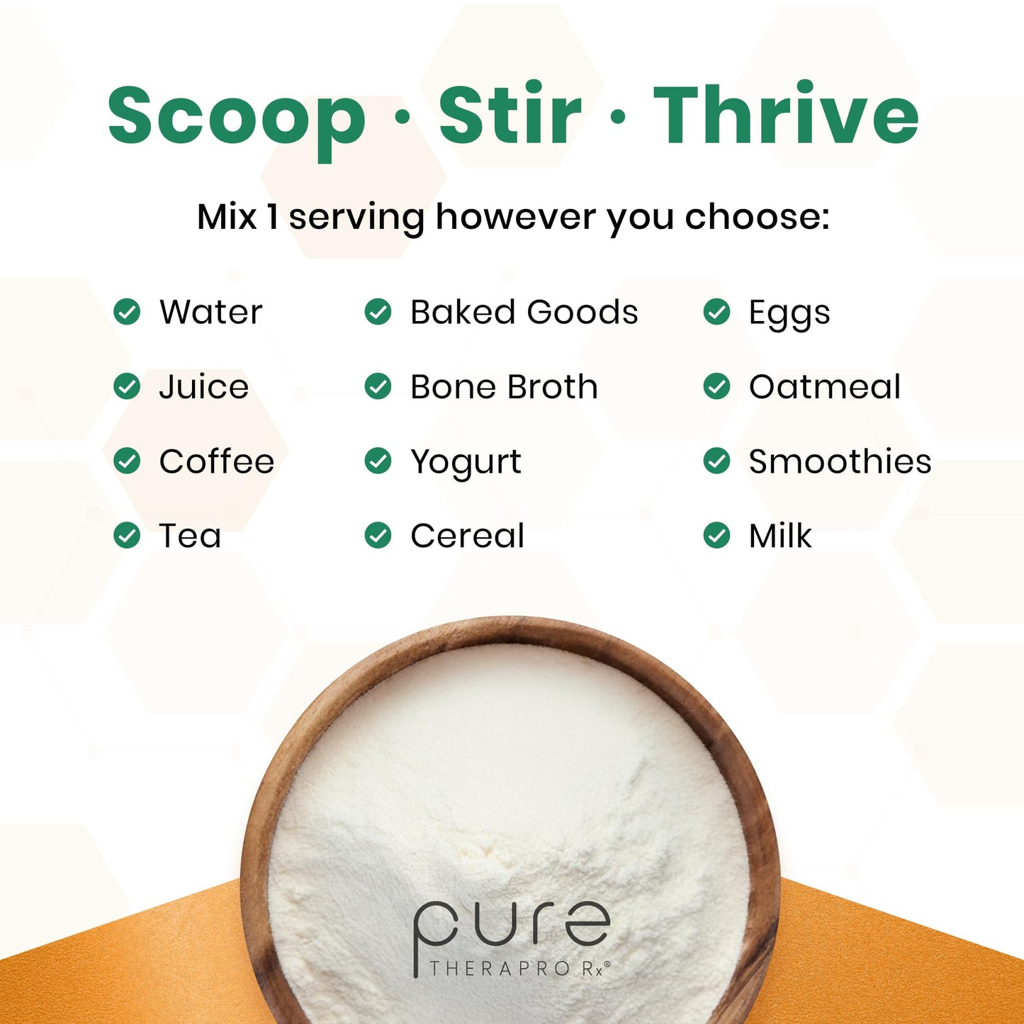 Pure Therapro Rx TriActive Collagen Plus, Collagen Powder for Hair, Skin, Nails, Bones & Joints, Hydrolyzed Collagen Powder w/Patented Peptides, Multi Collagen Protein Powder (Unflavored)