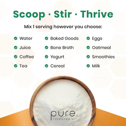 Pure Therapro Rx TriActive Collagen Plus, Collagen Powder for Hair, Skin, Nails, Bones & Joints, Hydrolyzed Collagen Powder w/Patented Peptides, Multi Collagen Protein Powder (Unflavored)