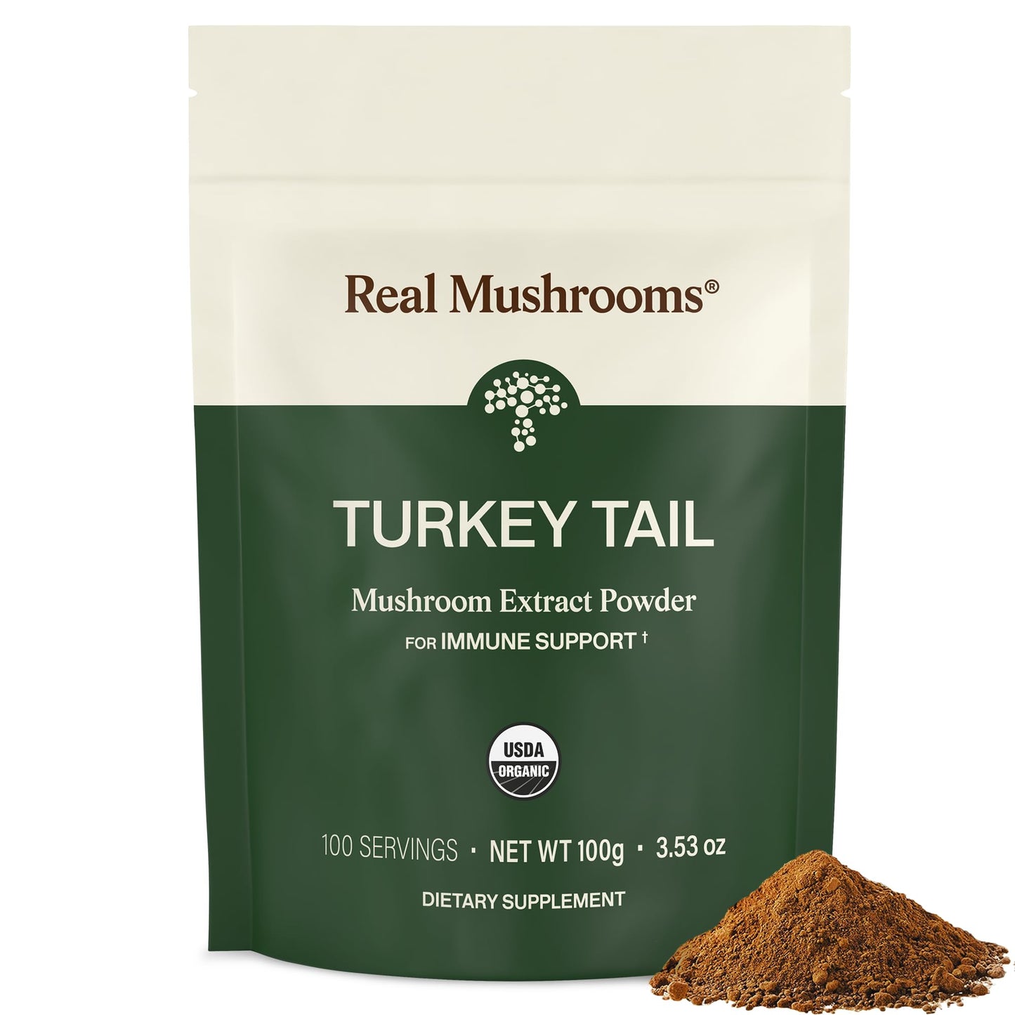 Real Mushrooms Turkey Tail Mushroom Powder – Organic Mushroom Extract for Daily Wellness Gut Harmony, & Energy Support with Beta Glucans – Vegan, Non-GMO, 45 Servings Functional Supplement