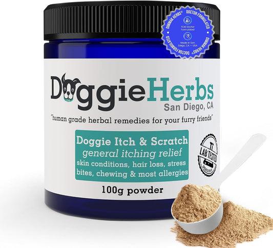 Natural Itch Relief & Allergy Support- TCM Herbal Powder for Hot Spots, Scratching & Yeast- Clears Damp Heat & Soothes Skin from Within- Human Grade, Doctor Formulated, 100% Natural