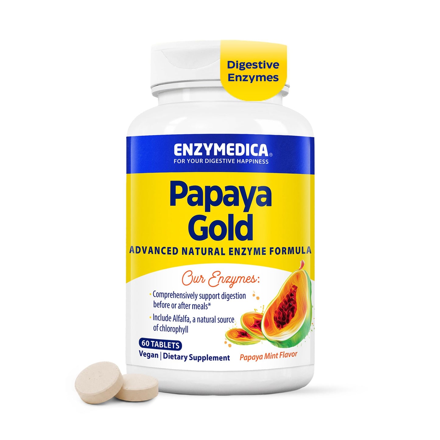 Enzymedica Papaya Gold - Papaya Enzymes Chewable - 120 Tablets