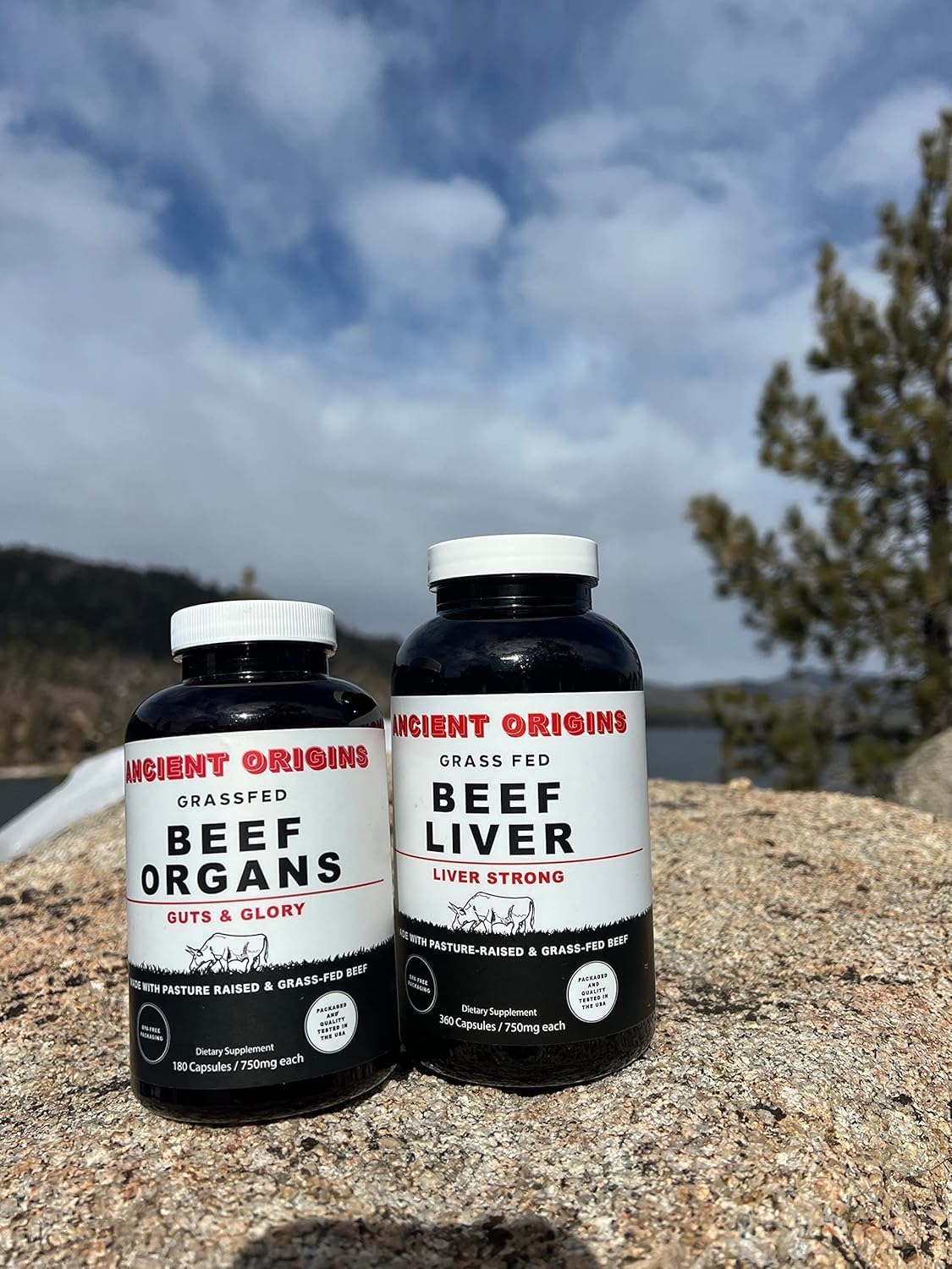 Ancient Origins Grass Fed Beef Organs (180 Count) and Liver (360 Count)