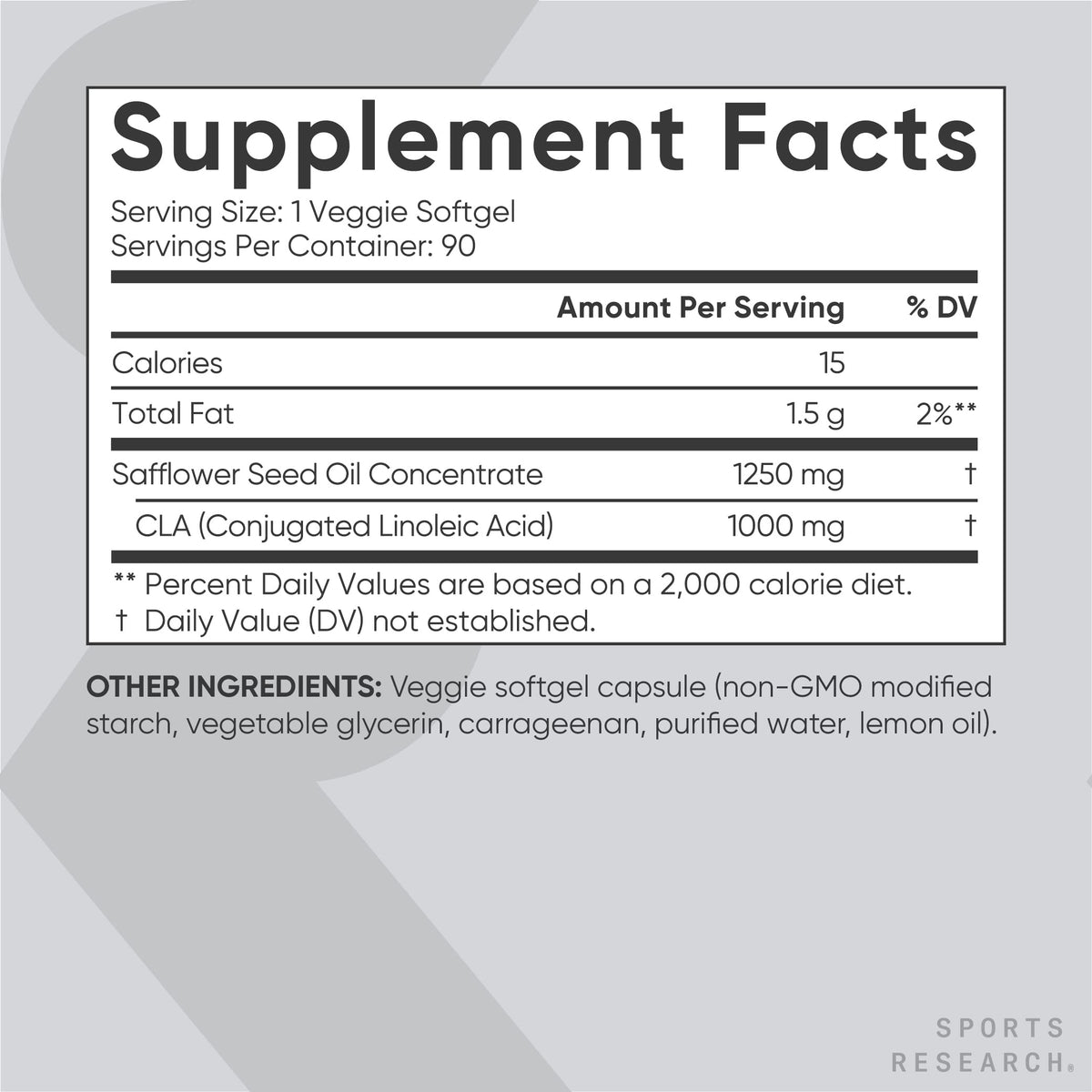 Sports Research Vegan CLA - 1250mg with Active Conjugated Linoleic Acid for Men