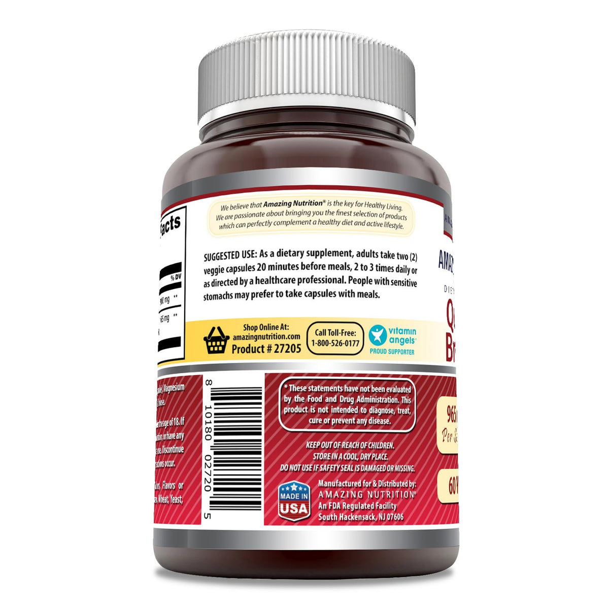 Amazing Formulas Quercetin 800mg with Bromelain 165mg, 120 Veggie Capsules Supplement | Non-GMO | Gluten Free | Made in USA