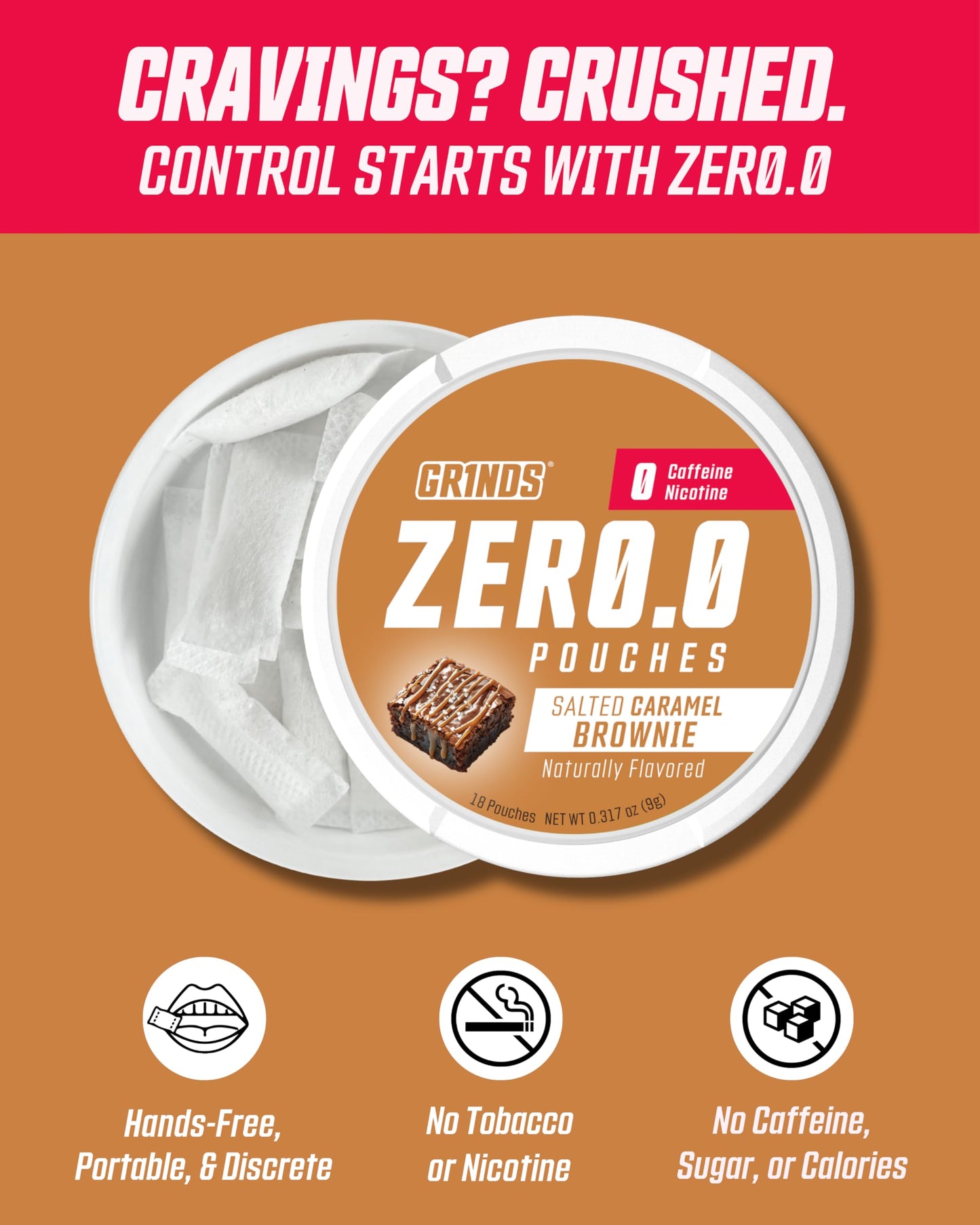 GRINDS Focus Pouches | Naturally Flavored with Nootropic Ingredients | Contains Alpha GPC and L-Theanine | Sugar-Free | 3 Pack | 18 Pouches Per Can | Blue Raspberry