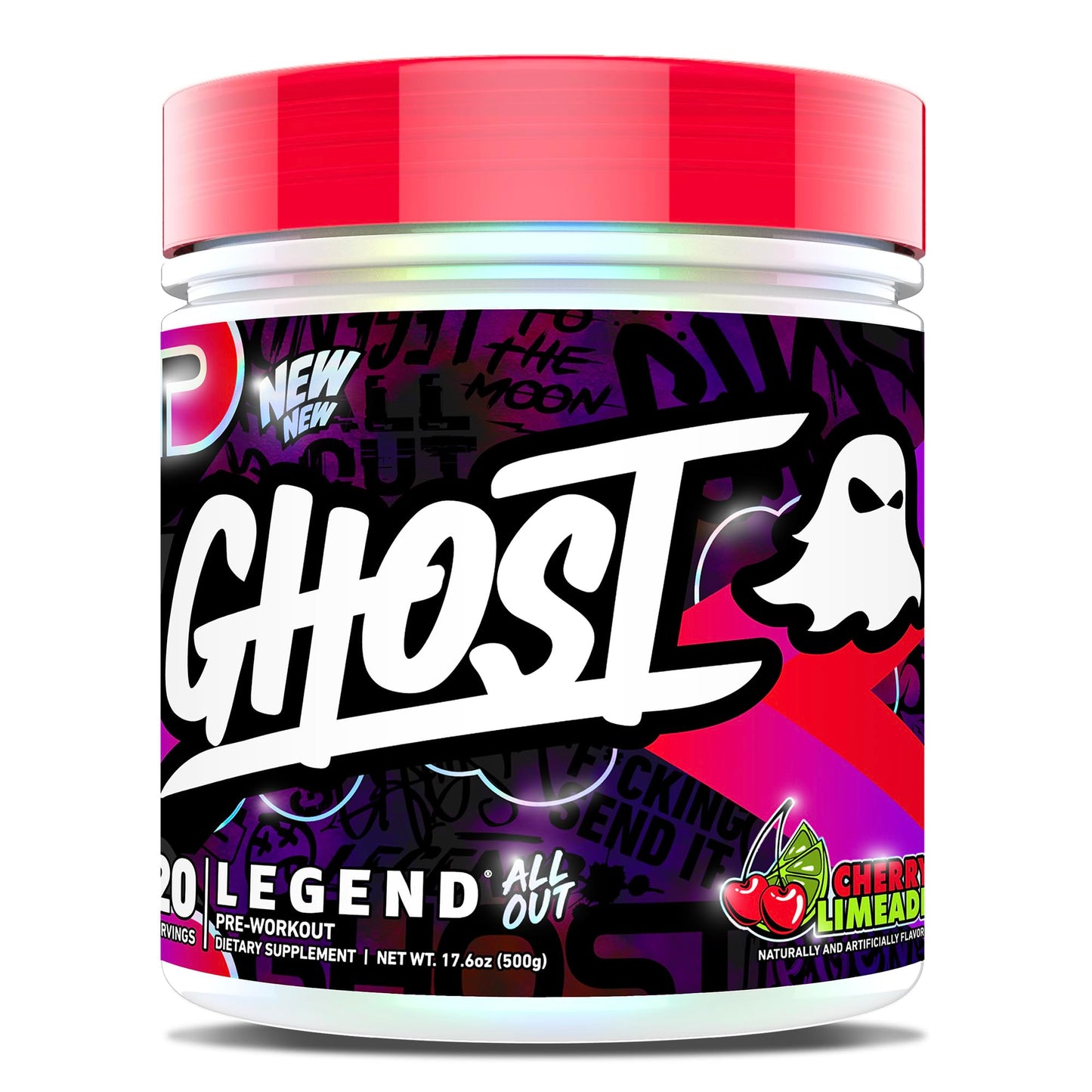 GHOST Legend All Out Pre-Workout Powder, Strawbango - 20 Servings - Preworkout Drink Mix Supplement for Men & Women - Energy & Pumps - Caffeine, Beta Alanine, Betaine, NO3-T- Sugar Free