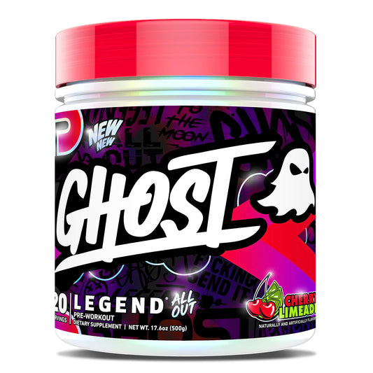 GHOST Legend All Out Pre-Workout Powder, Strawbango - 20 Servings - Preworkout Drink Mix Supplement for Men & Women - Energy & Pumps - Caffeine, Beta Alanine, Betaine, NO3-T- Sugar Free