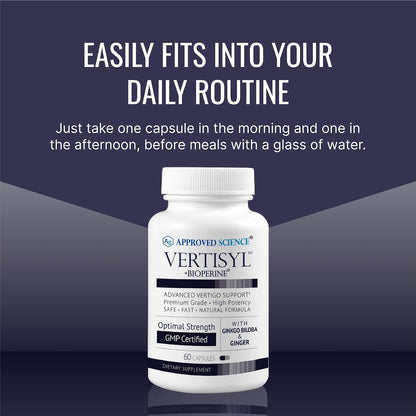 Approved Science VertiSyl - Ginkgo Biloba, Ginger, Vitamin D3, BioPerine - 60 Capsules - 1 Month Supply